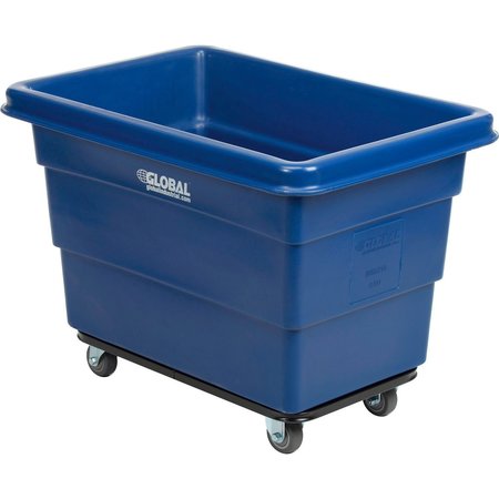 GLOBAL INDUSTRIAL 6 Bushel HDPE Plastic Box Truck with Steel Base, Blue, 33-2/5L x 23W x 24-1/2H 800310